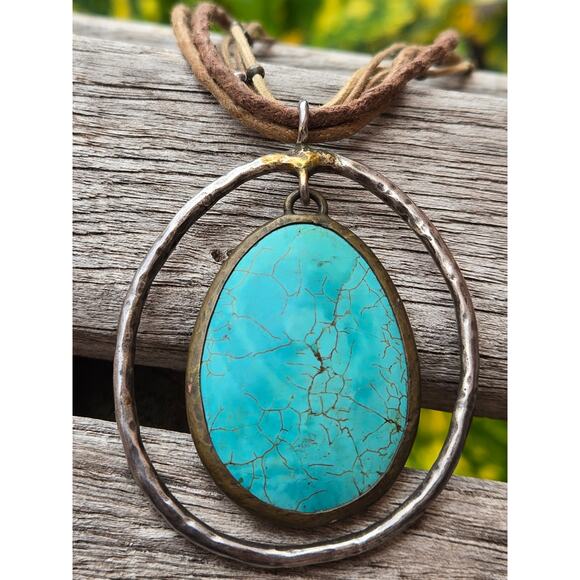 Silpada Howlite Multi Strand Necklace Leather Turquoise Sterling Silver .925 18" - Picture 7 of 10